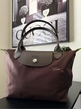 Longchamp Brown Tote with Dark Brown Leather Trim